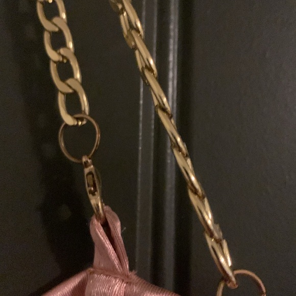 SHEIN pink silk corset top with gold chain straps - Picture 3 of 4